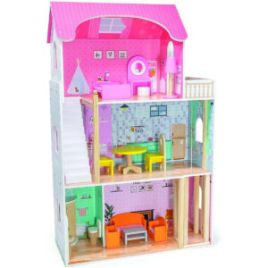 VIGA Wooden Doll House My Pink Mansion For Kids Ages 3+ Years