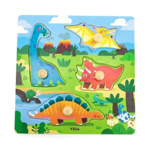 Viga - Wooden Knob Puzzle - Dinosaur - 4 Pcs