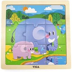 Viga Elephant Wooden Puzzle 9-Piece