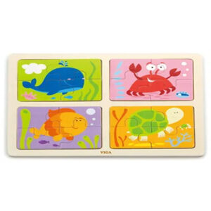 Viga - Big Wooden Knob Puzzle - Sea