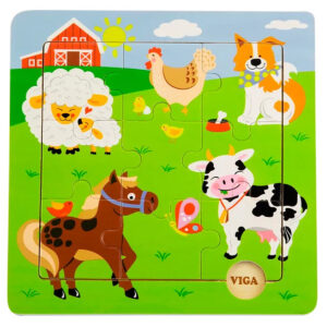 Viga - Wooden Flat Puzzle - Farm Animals