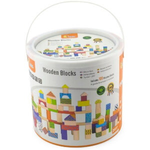 Viga Wooden Blocks for Kids,100-Piece Set, Multicolor