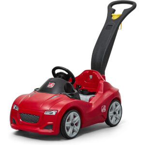 Step2 Whisper Ride Cruiser, Single Seater Kids Push Car, Easy to Store Ride On Toy with Seatbelt, Horn and Storage Trunk, Suitable for Children both Boys and Girls Aged 18m and Above, Red