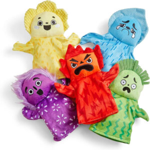 hand2mind Learning Resources Feelings Family Hand Puppet Set, Hand Puppets for Children, Get to Know Feelings, 5 Hand Puppets "Feelings", Happy, Sad, Surprised, Angry and Scared
