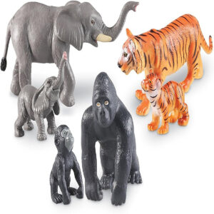 Learning Resources Jumbo Jungle Animals: Mommas and Babies, Momma and Baby Elephant, Momma and Baby Gorilla, and Momma and Baby Tiger, 6 Animals