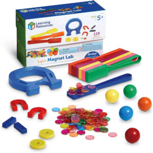 Learning Resources Super Magnet Lab Kit STEM Toy Critical Thinking 119 Pieces Ages 5+ Multi Color