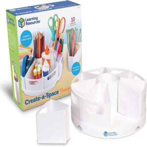 Learning Resources Create-a-Space Storage Center - White, Homeschool Storage, Fits 3oz Hand Sanitizer Bottles, Classroom Craft Keeper, 10 Piece Set