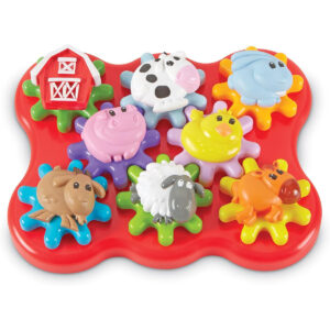 Learning Resources Build & Spin: Farm Friends, Fine Motor Toy, 17 Piece Set, Ages 2+
