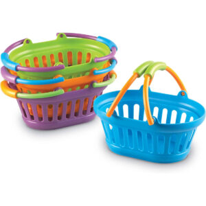 Learning Resources New Sprouts Stack of Baskets - 4 Pieces, Ages 18 mos+ Toddler Pretend Play Toys, Play Grocery Basket, Perfect for Easter Baskets