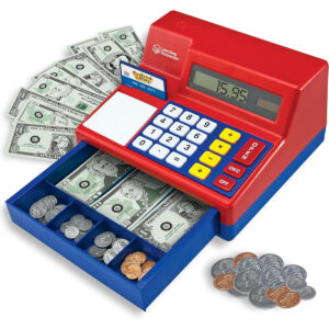 Learning Resources Pretend & Play Calculator Cash Register, Classic Counting Toy, Kids Cash Register, 73 Pieces, Ages 3+