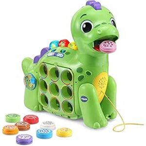 VTech - Chomp-along Dino, Musical Toddler Toy, Teaches Numbers, Colours & Food, Interactive Dinosaur Toy for 2, 3, 4+ Year Olds, English Version