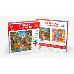 UnikPlay Dinosaur Jigsaw Puzzle | Pack of 2 Puzzles for Kids, 12x12 inches, 90+90 Puzzle Pieces | Unique and Engaging Puzzle with No Straight Edges or Corners | Gift for Boys and Girls Ages 6 and Up