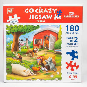 Unikplay Unik Play - Go Crazy Jigsaw Puzzle | Attractive Cartoon Print Puzzle | 2 Puzzle Trays - Farm | Kids and Adults 6+