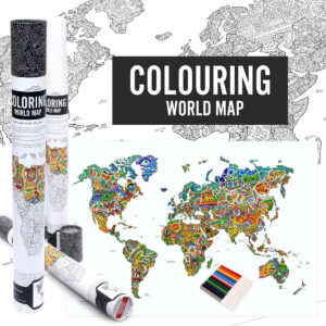 UnikPlay Colouring World Map Geography Colouring Adult Colouring Wall Poster Party Activity Home Décor Painting Gifts