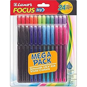 Luxor Focus Ball Pen | Trendy design Pen | Smooth Ink Flow pens | Precision writing and signing needs | 0.7mm ball tip Pen Pack of 24