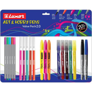 Luxor - Art and Hobby Pens | Trendy design Pen | Assorted Ink & Marker | Pack of 22
