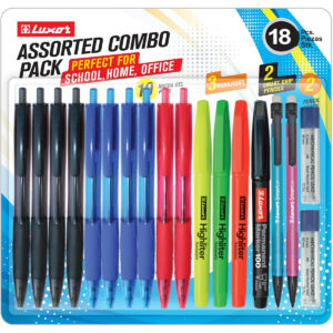 Luxor - Assorted Combo Pack| Trendy design Pen | Smooth Ink Flow pens | Precision writing and signing needs | Assorted Ink & Marker | Micra Ball Pen Tip Size 0.7mm | Pack of 18