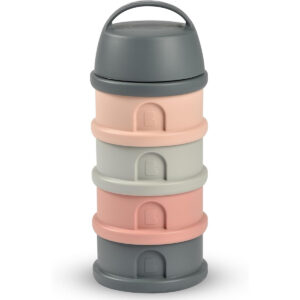 Beaba - 4 Compartments Formula Milk Container - Grey/Pink