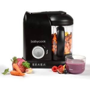 Béaba BEABA - Babycook Solo Baby Food Maker 4 in 1 : Processor, Blender and Cooker Soft Steamer Cooking Quick diversification for your Black Edition