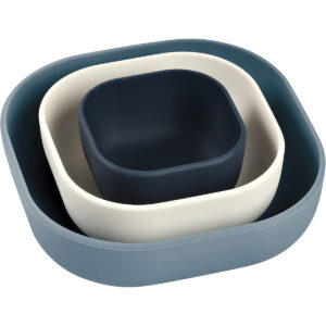 Beaba - Silicone Nesting Bowls - Night Blue/Cotton/Baltic Blue - 3pcs