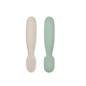 Beaba - Silicone Pre-Spoons - Sage Green/Velvet Grey - 2pcs