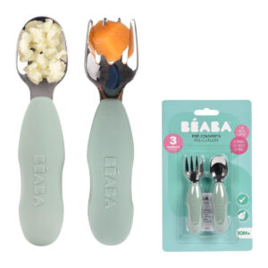 Beaba - Pre-Cutlery Spoon And Fork Set - VelvetGrey - 2pcs