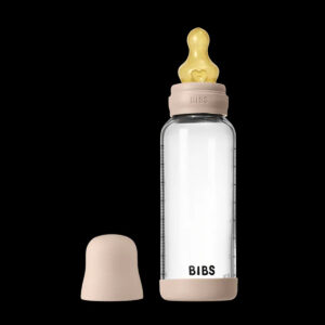 Bibs - Round Latex Medium Flow Glass Baby Bottle - Blush - 240 ml