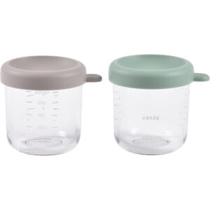 Beaba - Conservative Glass Food Containers - Sage Green/Gazelle - 250 ml - 2pcs