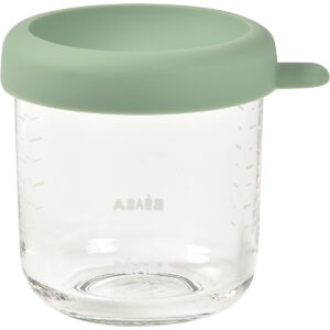 Beaba 250 ml Glass Conservative Jars Sage Green - BPA-Free, Dishwasher Safe, Ideal for Baby Food Storage