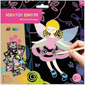 Avenir - Scratch Junior - My Fairy Friends | Multiple Pieces Included: Each kit includes 8 scratch pictures measuring 14.5x20cm | Ages 3+