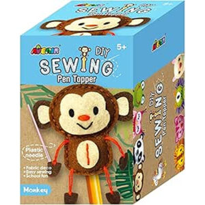 Avenir Sewing Pen Topper - Monkey | DIY Pen Topper Friend Sewing Kit - Hours of Entertainment & Creativity | Tools & Instructions Included, Easy and Fun Activity for Kids +