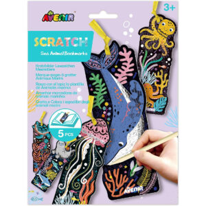 Avenir - Scratch - Sea Animal Bookmarks Multicolour | Includes 5 gorgeous bookmarks with sea animals | Scratch the bookmarks and make them your own design + Ages 3+