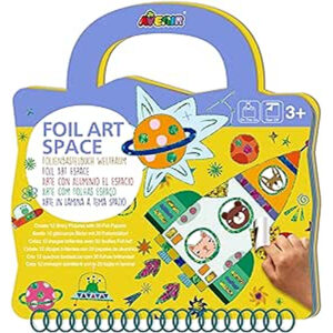 Avenir - Foil Art - Space Multicolour | Easy, mess-free and fun! Convenient carry handle and beautiful illustrations | Peel off the stickers | Convenient carry handle | Ages 3+