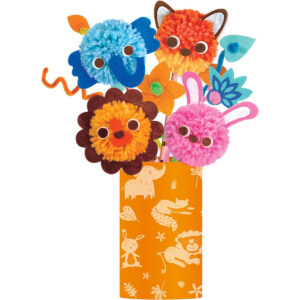 Avenir - Pom Pom Bouquet - Animals Multicolor | activity for kids | pre-cut felts and felt stickers | Perfect work of art to keep for room decoration or to give as a gift | ages 3+