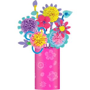 Avenir - Pom Pom Bouquet - Flowers Multicolor | activity for kids | pre-cut felts and felt stickers | Perfect work of art to keep for room decoration or to give as a gif | ages 3+