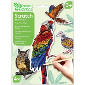 Avenir - Scratch Stickers -Bird Multicolour | Decorate and colour the 4 ferocious stickers with scratch art | For ages 3 years+