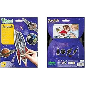 Avenir - Scratch Stickers - Space Multicolor | Decorate and colour the 4 out-of-this-world space stickers with scratch art | For ages 3 years+.
