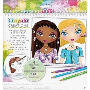 CRAYOLA Creations 04-1056 Make-Up Artist Super Album for Drawing Makeup and Fashion Hairstyles with Stencils and Stickers, Creative Activity and Gift from 8 Years