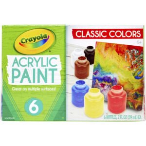 Crayola Acrylic Paint Art Tools 6 Color Bottles, Assorted Bright, Bold Colors, 2 Fl. Oz