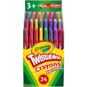 Crayola Twistables Crayons for Kids (24ct) Essential School Supplies for Girls & Boys, Toddler Coloring, Less Mess, Back to School Gifts for Kids