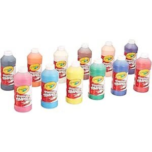 CRAYOLA Premier Non-Toxic Liquid Tempera Paint Set (12 Set), Assorted Vibrant Color