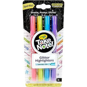 Crayola Take Note Glitter Highlighters, 4 Count
