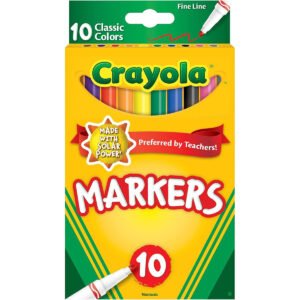 Crayola Original Marker Set, Fine Tip, Assorted Classic Colors, Set of 10