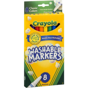 Crayola Ultra-Clean Washable Markers, Color Max, Fine Line Classic Colors 8 Ea