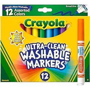 Crayola Ultra Clean Washable Markers, Broad Line, 12 Count