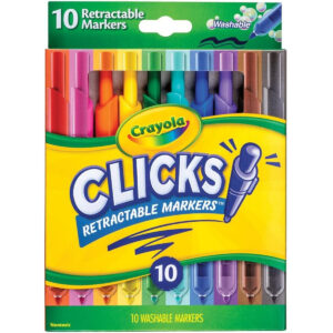 Crayola Washable Markers with Retractable Tips, Clicks, School Supplies, Art Markers, 10 Count