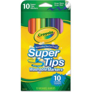 Crayola Washable Super Tips Markers, Washable, 10/BX, AST