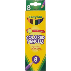 Crayola - Colored Pencils, Pre-Sharpened | Wooden Colored Pencils, Art Supplies for Drawing, Sketching, Painting and Coloring, Long Rod | 8 Pcs