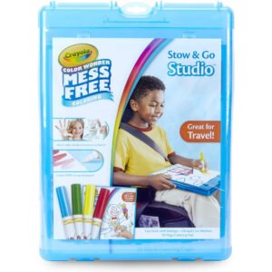 Crayola Color Wonder Stow & Go, Mess Free Coloring, at Home Activities for Kids, Gift, 34 Piece, Blue