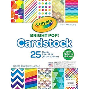 CRAYOLA Cardstock (25 Sheets) | Including 25 9x12-inch Sheets of Unique Patterned Cardstock | Ideal Inspiration for Every Art Project